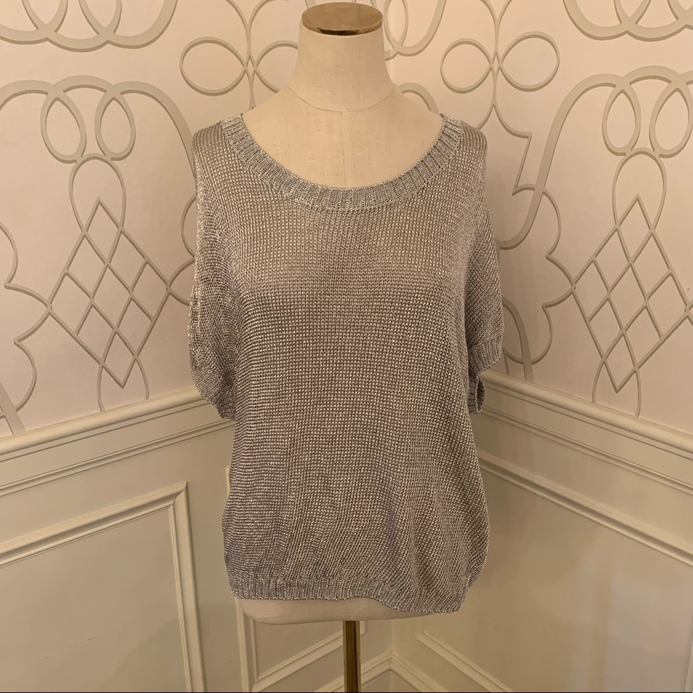 Vince Metallic Short Sleeve Metallic Top
